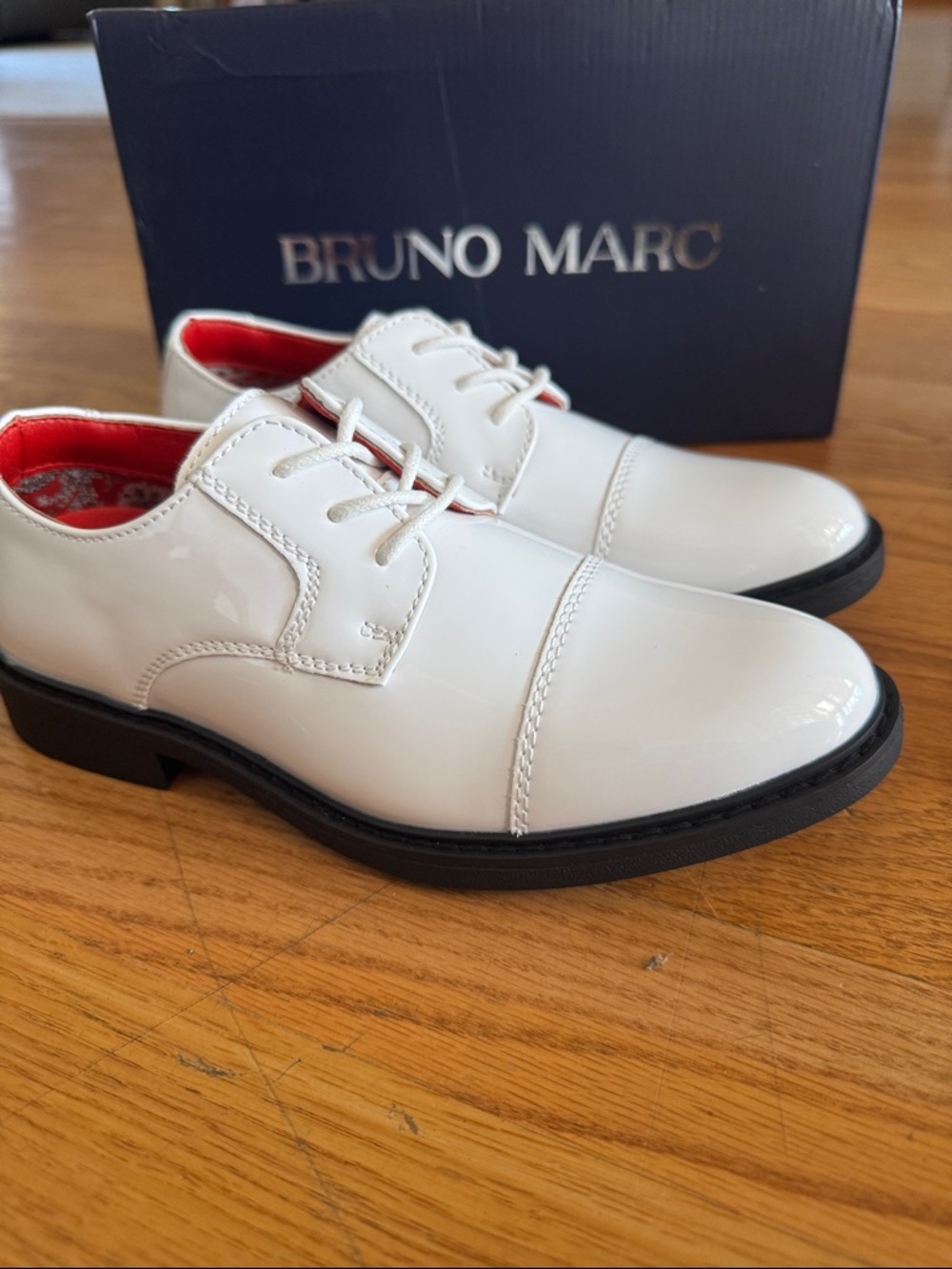 New! Bruno Marc Kids White Patent Leather Dress Shoes 1